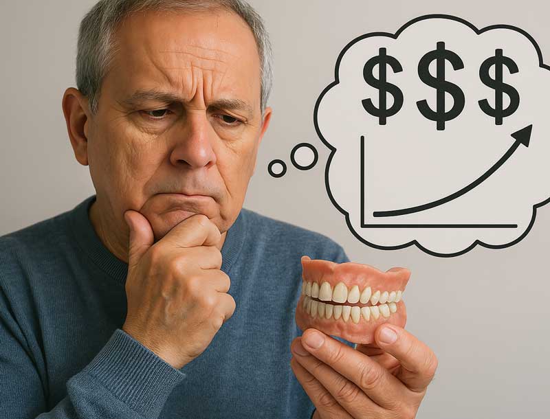 Man thinking how expensive is this denture