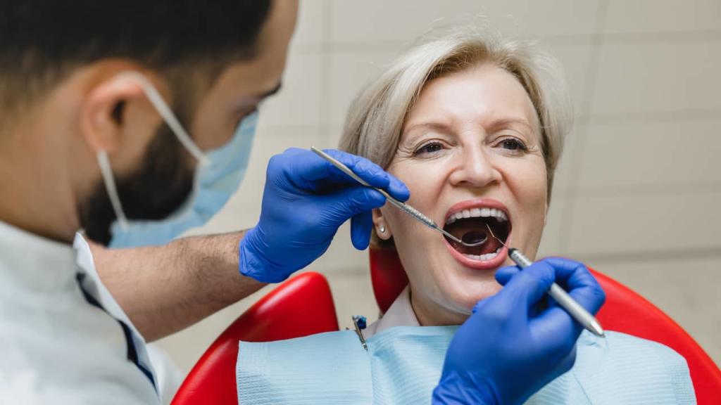 Dental patient having dental work done.